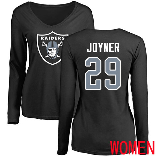 Oakland Raiders Olive Women Lamarcus Joyner Name and Number Logo NFL Football 29 Long Sleeve Jersey